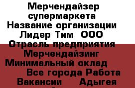 Мерчендайзер  супермаркета › Название организации ­ Лидер Тим, ООО › Отрасль предприятия ­ Мерчендайзинг › Минимальный оклад ­ 25 000 - Все города Работа » Вакансии   . Адыгея респ.,Адыгейск г.